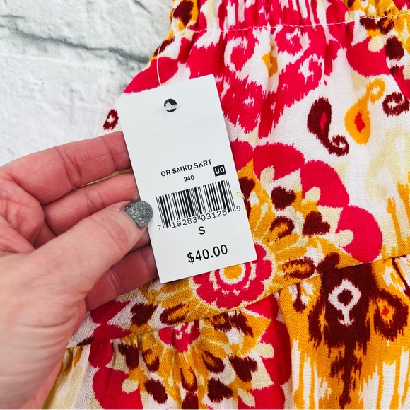 Ophelia Roe Skirt BOHO Womans Size Small Pink and Orange Smocked A-Line Maxi - Picture 7 of 9